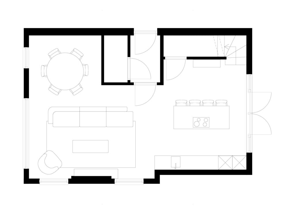 Lauws-interieur, 2D plattegrond woonkamer